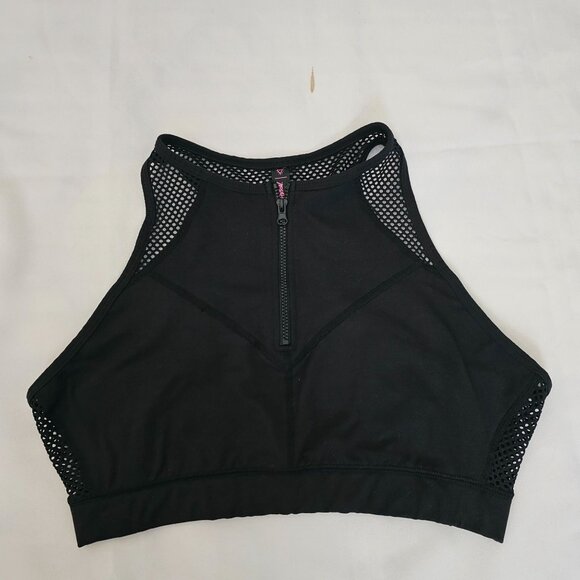 Betsey Johnson Performance Women's Black Zip Front Mesh Yoga Sports Bra Large - Picture 4 of 15